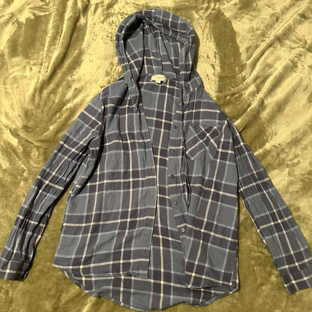 Plaid Long Sleeve Hooded Tee